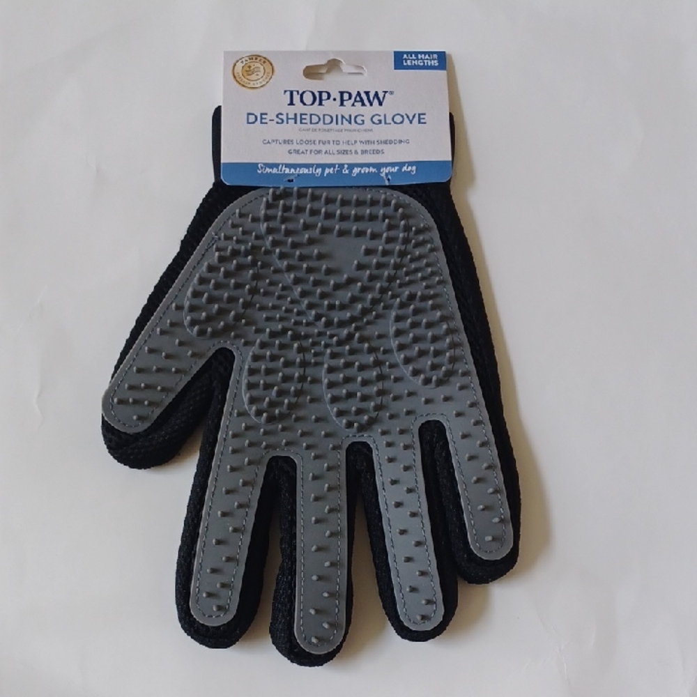 Top Paw Gray and Black Grooming Gloves for Pets